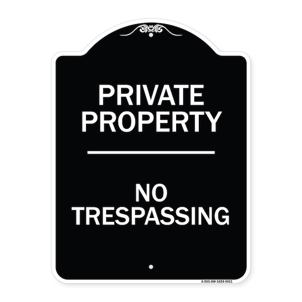 Signmission Designer Series Sign-No Trespassing, Black & White Heavy-Gauge Aluminum, 24" H, BW-1824-9811 A-DES-BW-1824-9811 - main